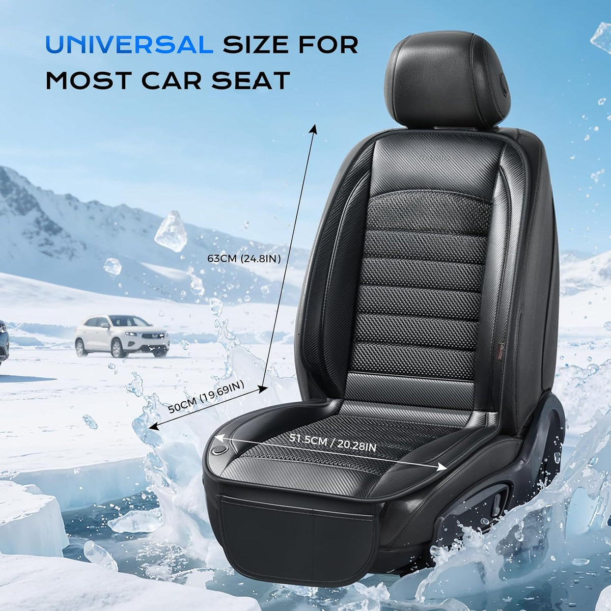 Coverado Cooling Car Seat Cover, Ventilated Seat Cushion for Summer, Cooling Car Seat Pad with Dual Powerful Turbo Fans Universal Fit for Sedan SUV Truck Van, Black