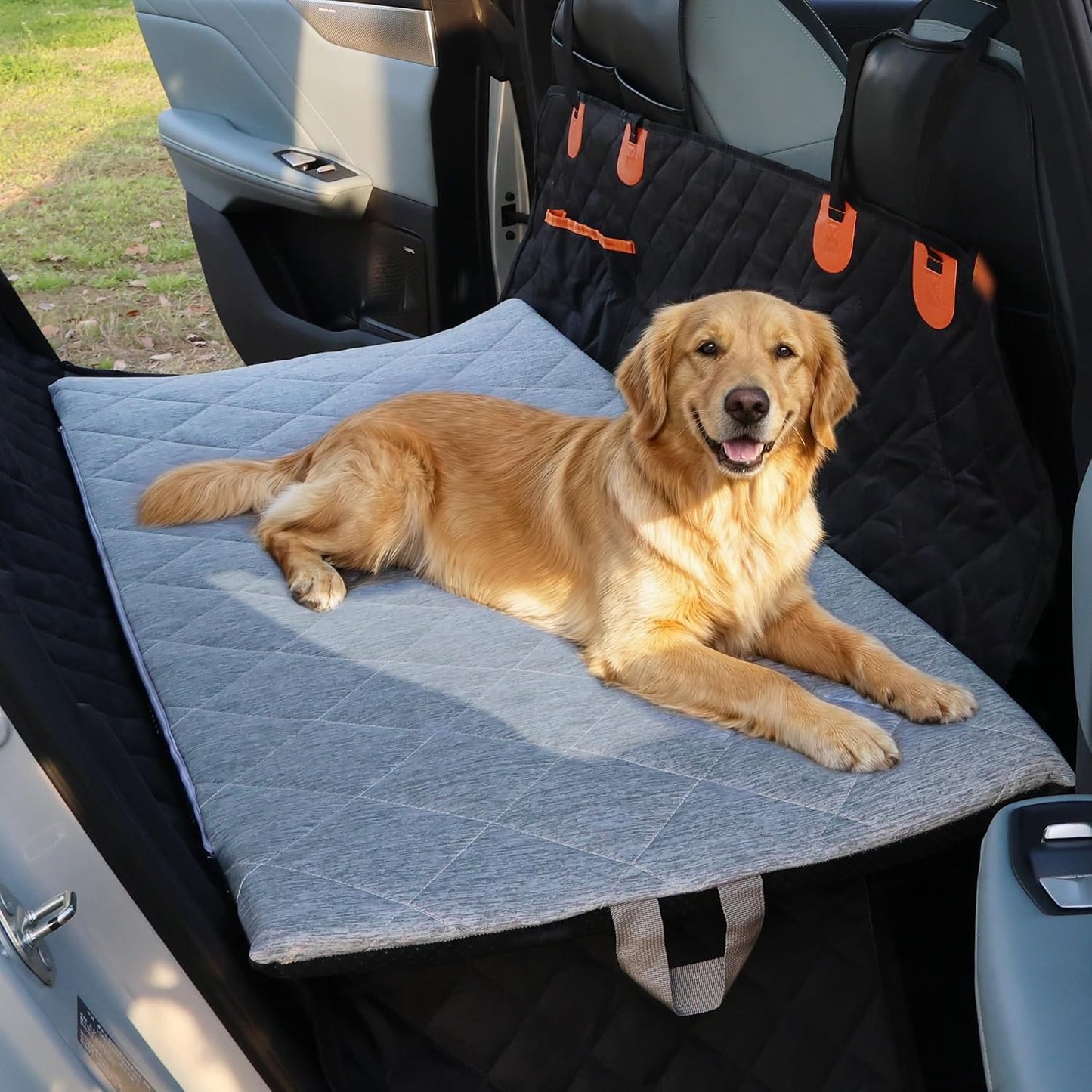 JoyBlooms Dog Bed for Car Back Seat, Dog Cooling Mat with 1.1in/2.8cm Thick Foam, Cooling Anti-Slip Washable Back Seat Pet Bed, 51.6in x 22.6in Fit on Backseat Extenders of SUVs and Small Trucks,Gray