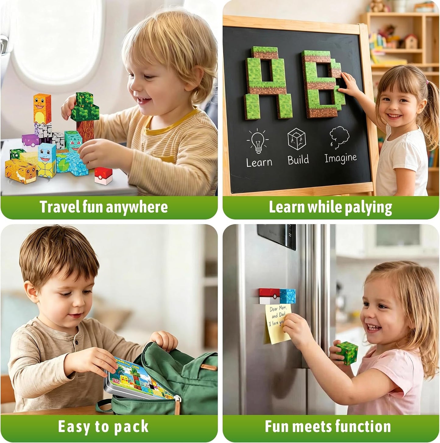Mini Magnetic Blocks Pet Travel Toys, 35 PCS Magnetic Building Cubes with Metal Storage Case for Kids Ages 3-8, STEM Montessori Construction Toys for Toddlers, Airplane & Car Ride Essentials