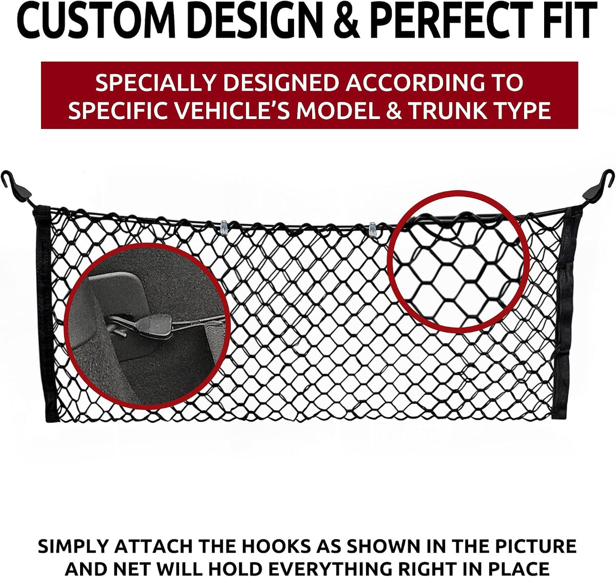 Envelope Style Trunk Mesh Cargo Net Compatible with Honda Civic Hatchback 5 Door 2017-2021 - Car Accessories - Premium Trunk Organizers and Storage - Cargo Net for SUV - Vehicle Carrier Organizer