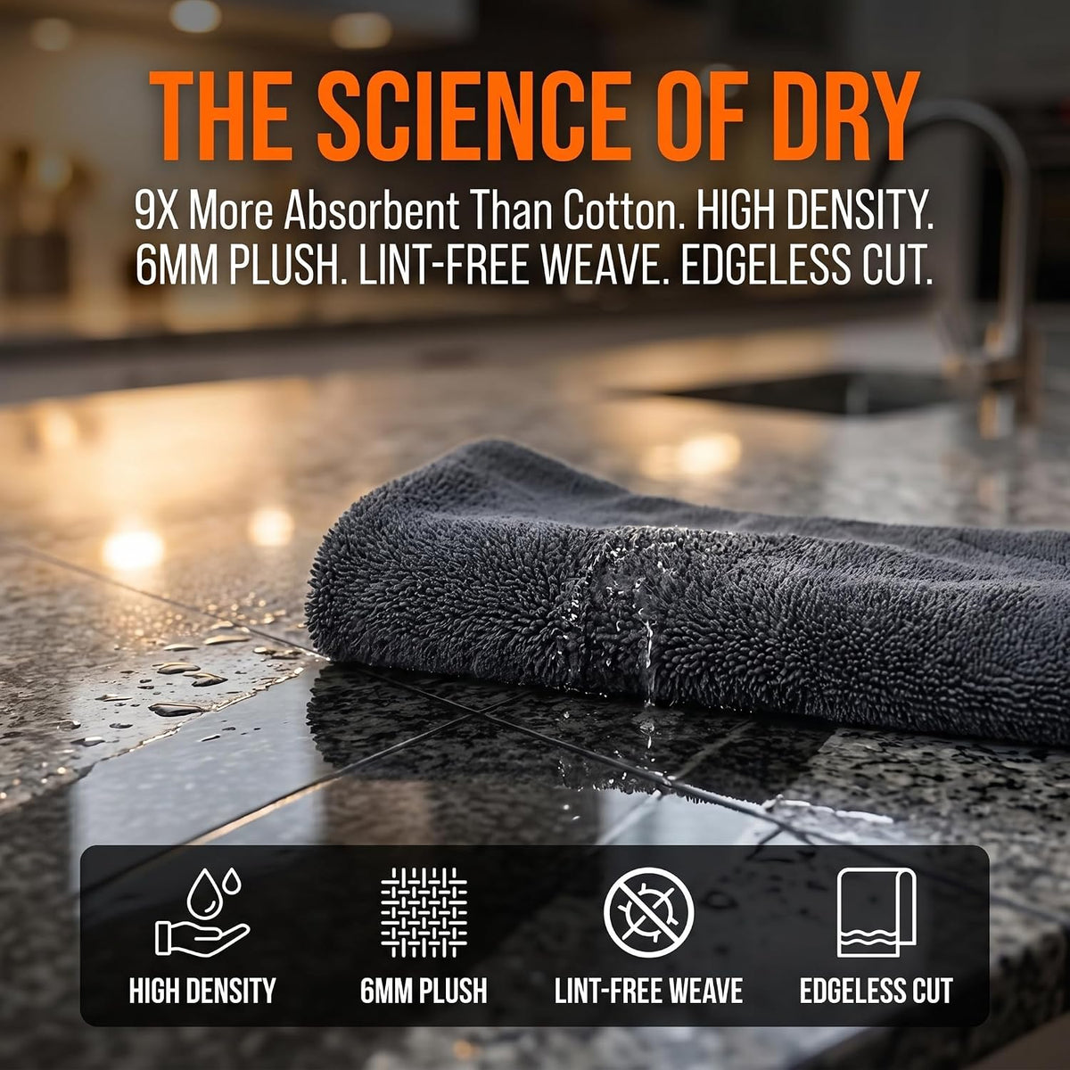 Cleaning Towels, Suitable for Home Kitchens, Bathrooms, Mirrors, and Car Detailing, Grey, 2 Pack, 24 x 16 Inch