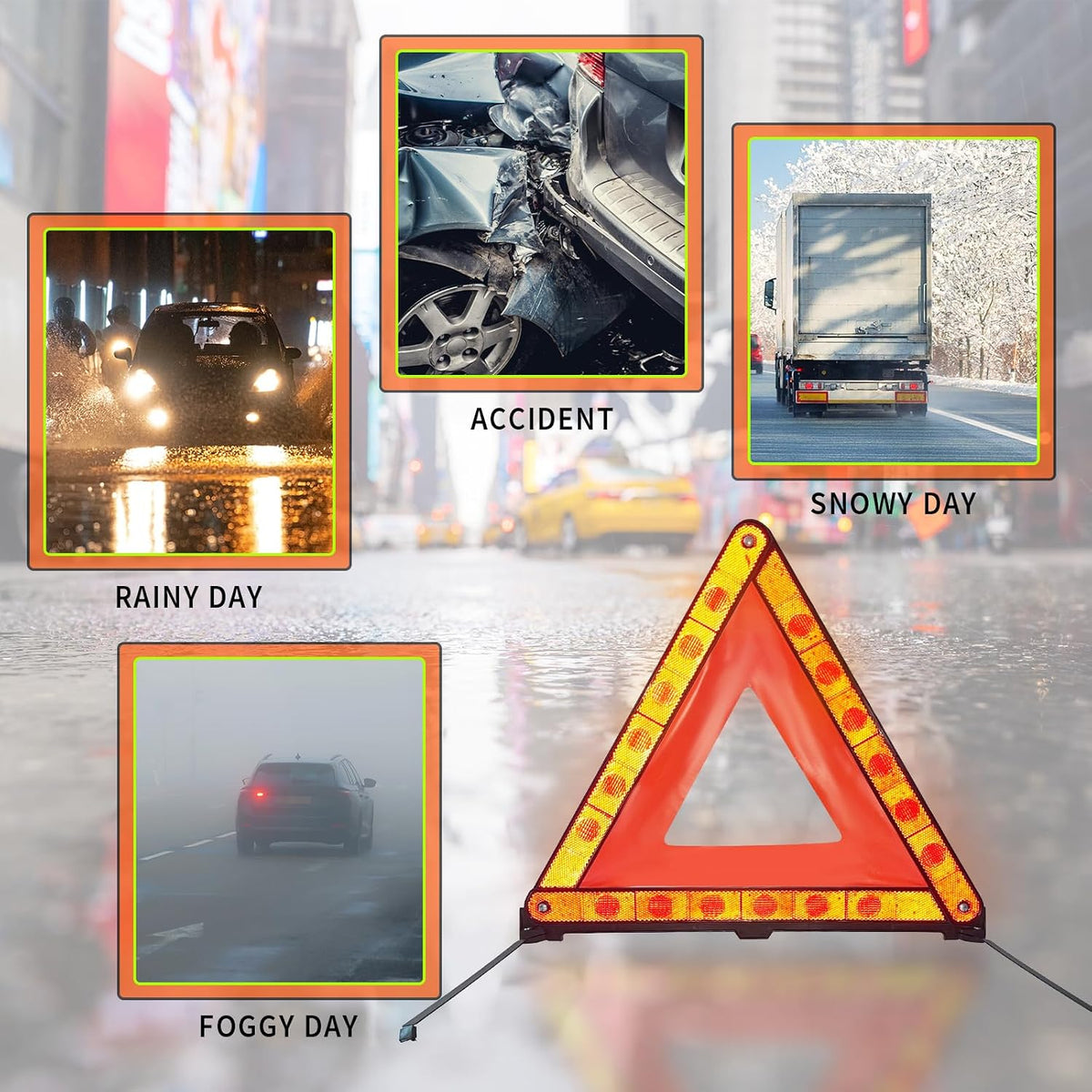 5 Pack Warning Triangles Safety Triangle Emergency Kit with Case