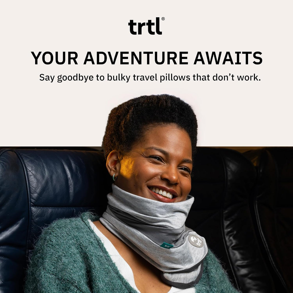Trtl Pillow Plus - Airplane Neck Pillow for Traveling - Height-Adjustable, Breathable Travel Pillow for Head and Neck Support While on Planes, Cars, and Trains - Machine Washable