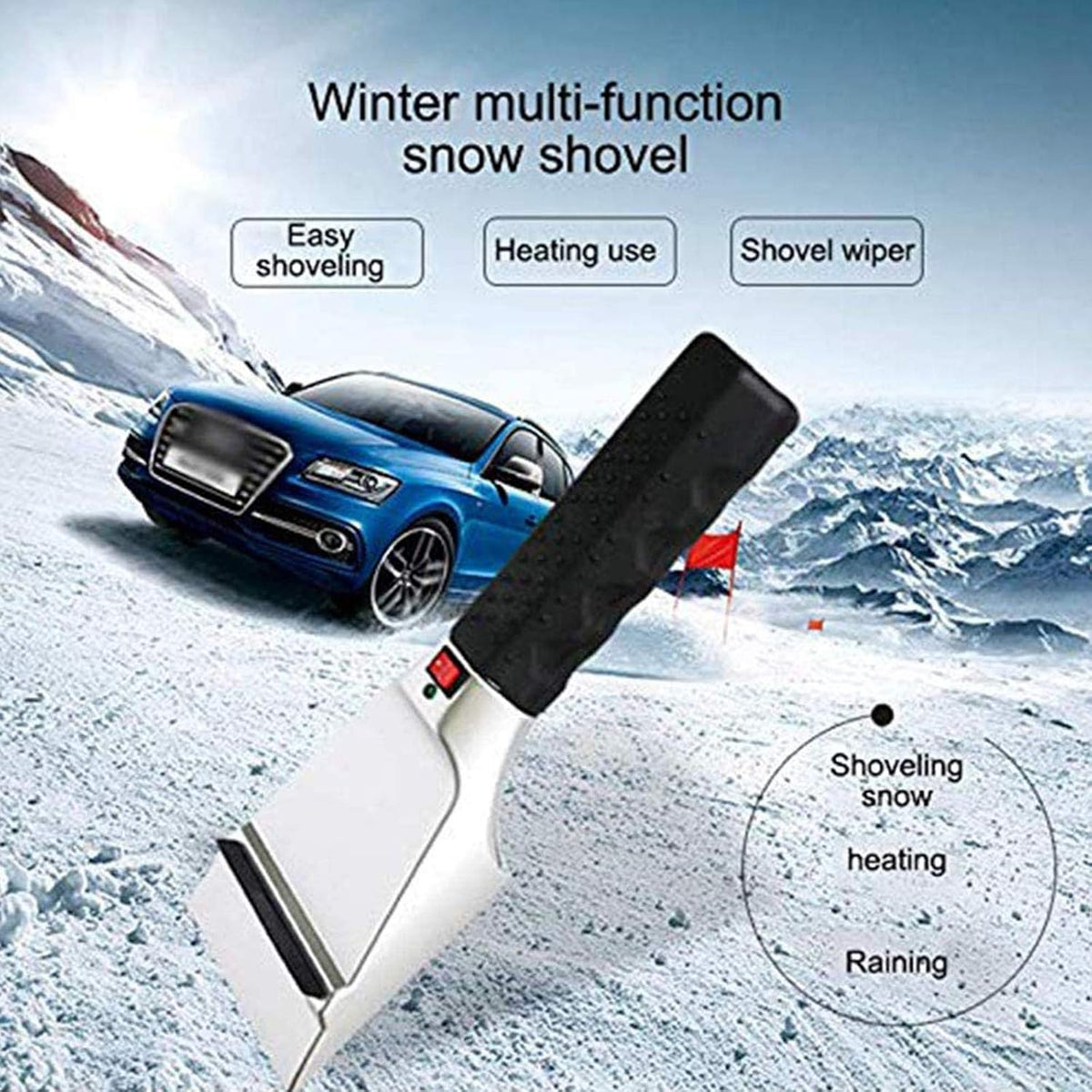 Car Heated Snow Ice Scraper, 12V Electric Heated Ice Scrapers for Car Auto SUV Truck Windshield Windows, Dual-Use Car Cigarette Lighter Snow Shovel
