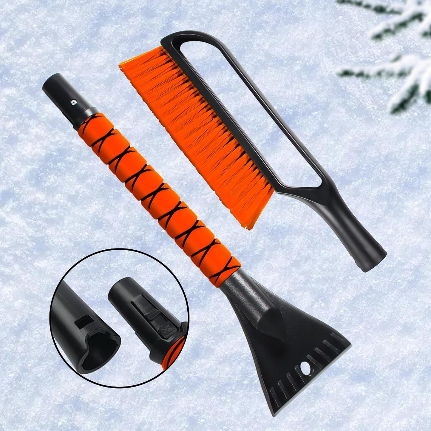 YEECOPON 27" Snow Brush & Ice Scraper for Car Windshield, Detachable Snow Scrapers with Foam Grip for Cars, Trucks, SUVs