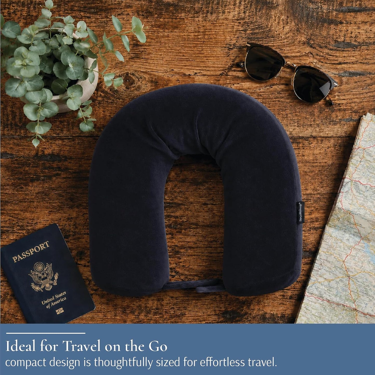 Brookstone Free Form Travel Pillow - Lightweight Flexible Memory Foam Travel Neck Pillow for Sleeping, Car, Airplane & Travel Support, Size: One Size, Black