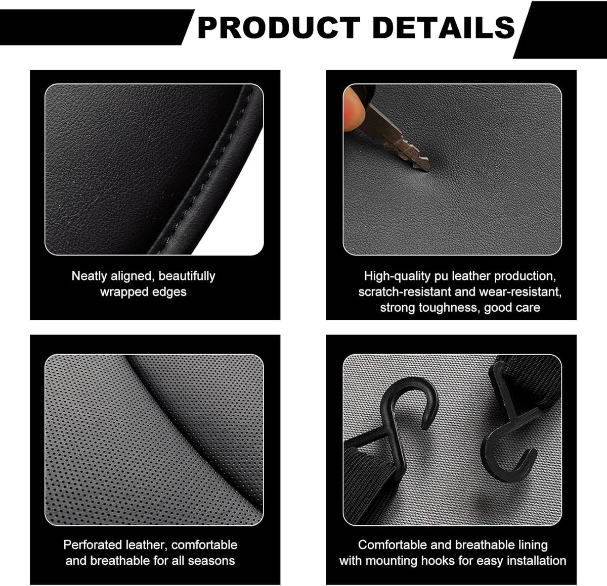 Car Seat Bottom Cover, Premium PU Leather Seat Protection Without Backrest, Front Bottom Seat Cushion Covers for Most Vehicles, Universal Interior Decor Car Accessories
