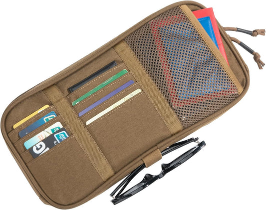 EXCELLENT ELITE SPANKER Car Sun Visor Organizer Auto Interior Accessories Visor Storage Pouch Holder for Car, SUV, Truck with Multi-Pocket(Coyote Brown)