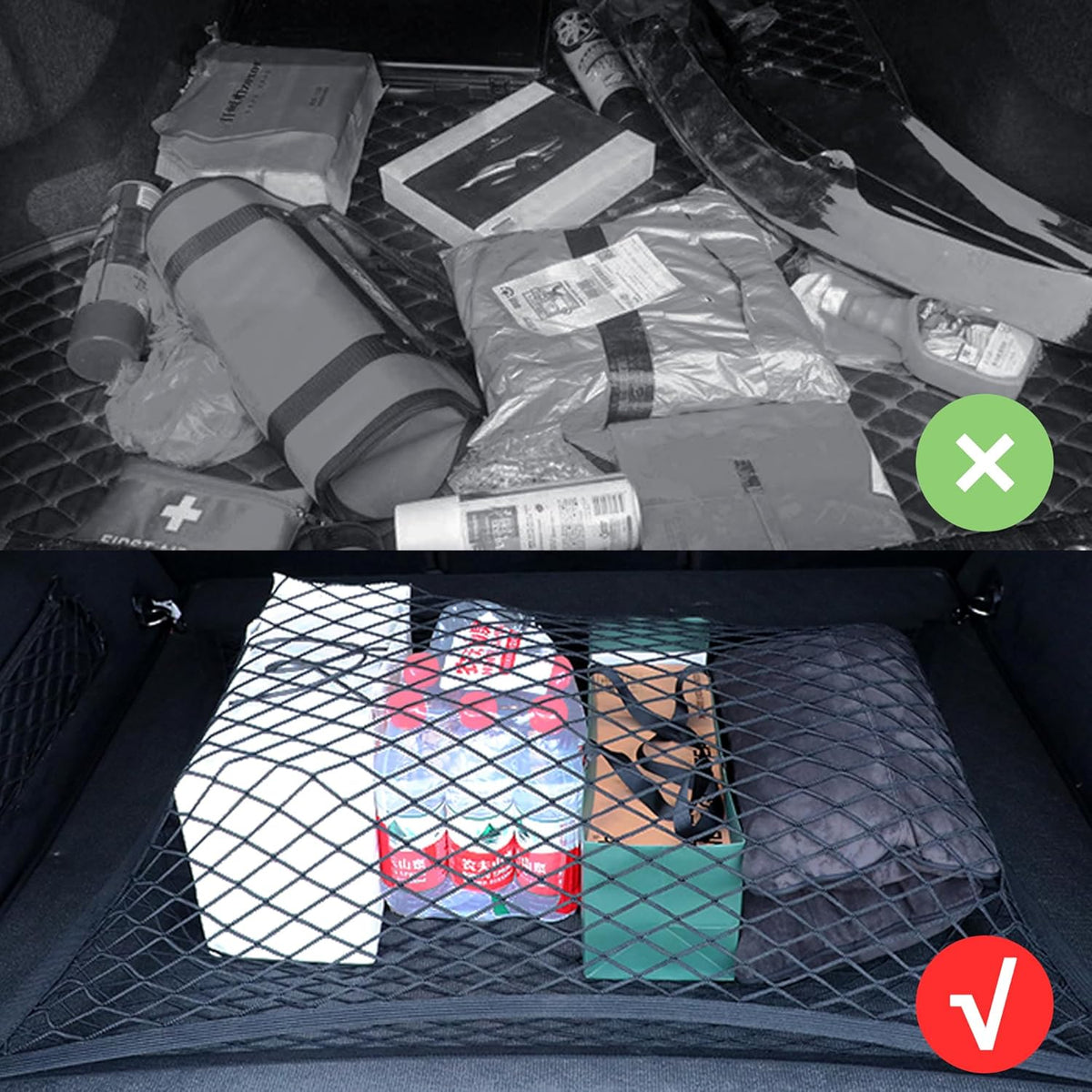 Cargo Net Car with Hooks Adjustable Highly Elastic Storage Organizer Net