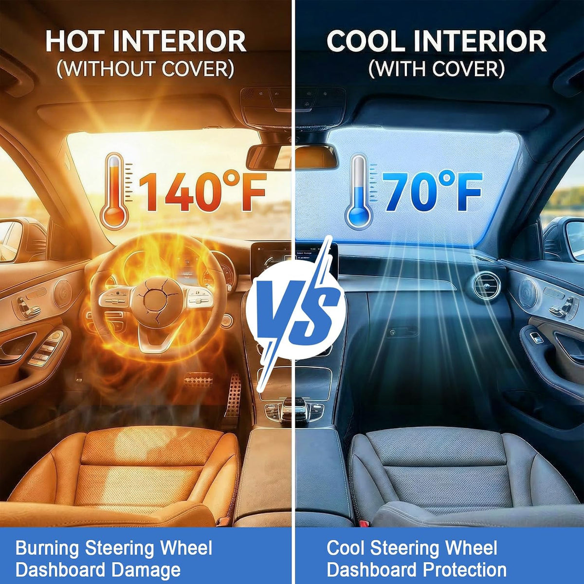 Gintenco Exterior Windshield Sun Shade for Car, Magnetic Front Window Cover, Heat and UV Protection