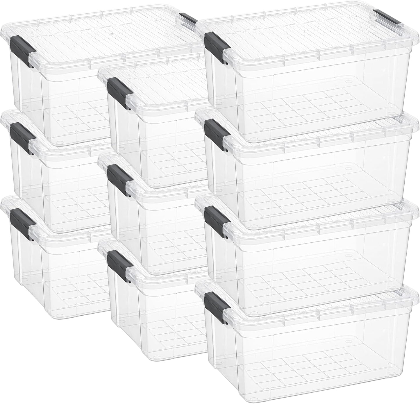 Superio Storage Bins with Lids, Clear Plastic Containers for Organizing, Stackable Totes, BPA Free, Odor Free, Organizer Boxes for Home, and Dorm, 35 Quart (4 Pack, 20.25"x14"x10.5")