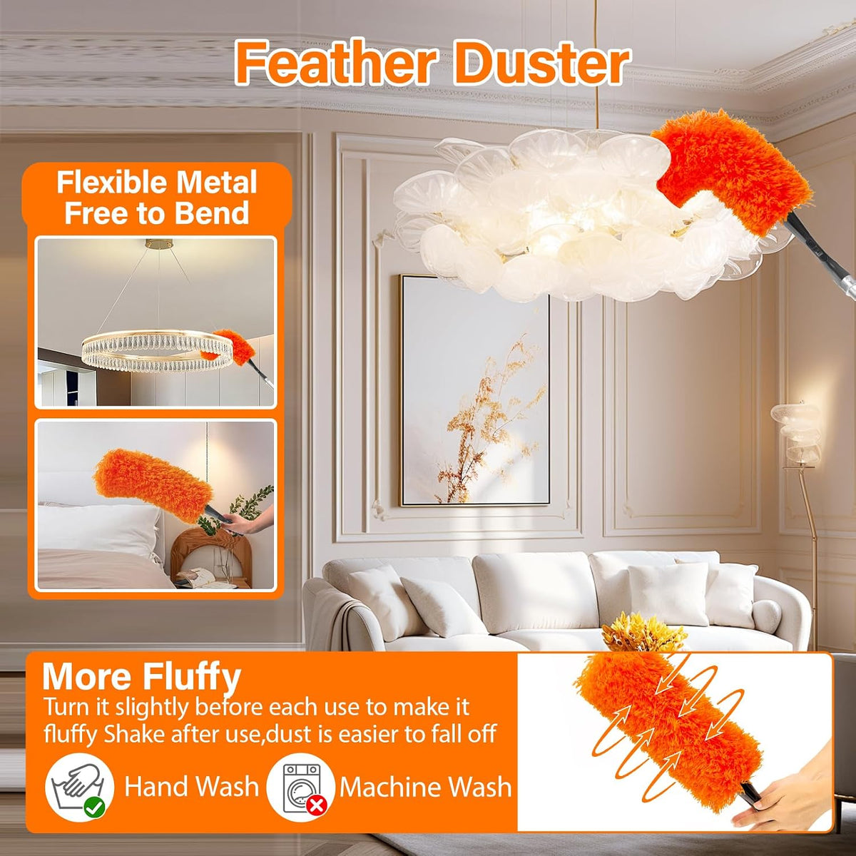 26FT High Reach Duster Cleaning Kit with 5-20 FT Extension Pole