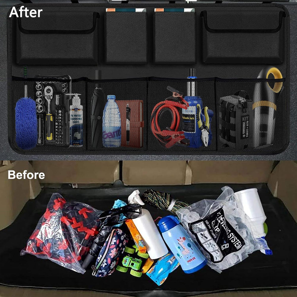 AOPHY Car Trunk Organizer, Large Capacity Car Organizers and Storage with 8 Pockets, Waterproof Backseat Hanging Organizer for SUV, Truck, MPV, Interior Accessories for Men and Women