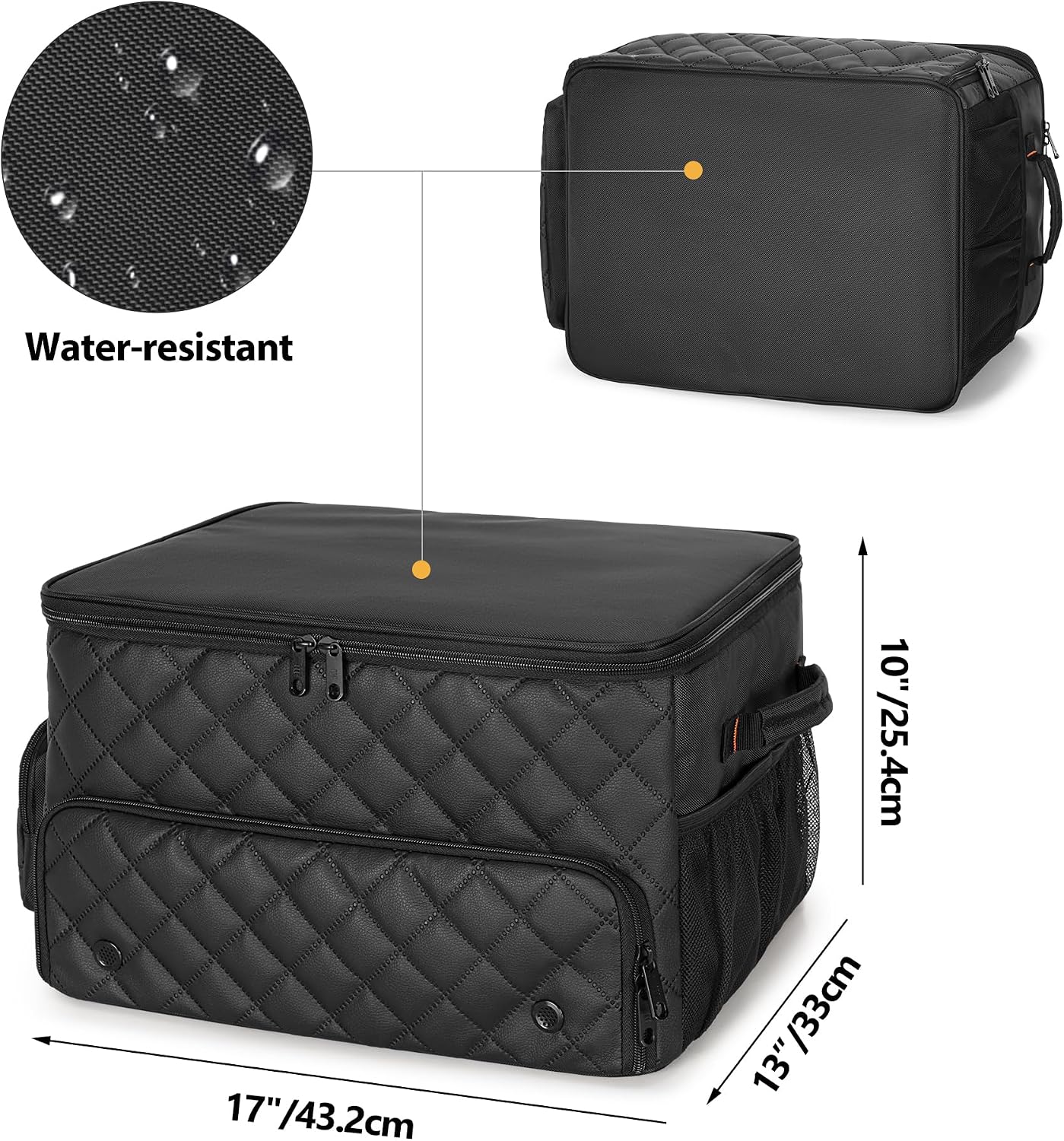 PGmoon 2 Layer Golf Trunk Organizer, Golf Car Storage Organizer with Individual Ventilated Compartment for 2 Pairs Shoes, Golf Car Locker for Balls, Clothes, Tees, Gloves, Accessories (Black)