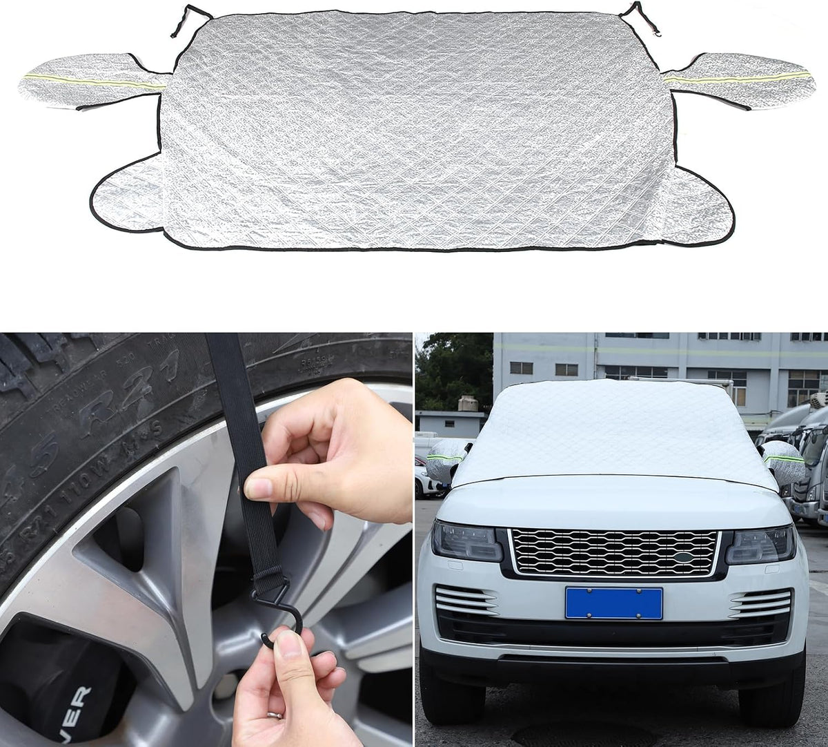 Car Windshield Snow Cover Compatible for Land Rover Range Rover Vogue L460 2023+, for 4 Layers Protection, for Ice and Snow, UV & Frost Wiper Mirror Protector Windproof Sunshade Cover Accessories