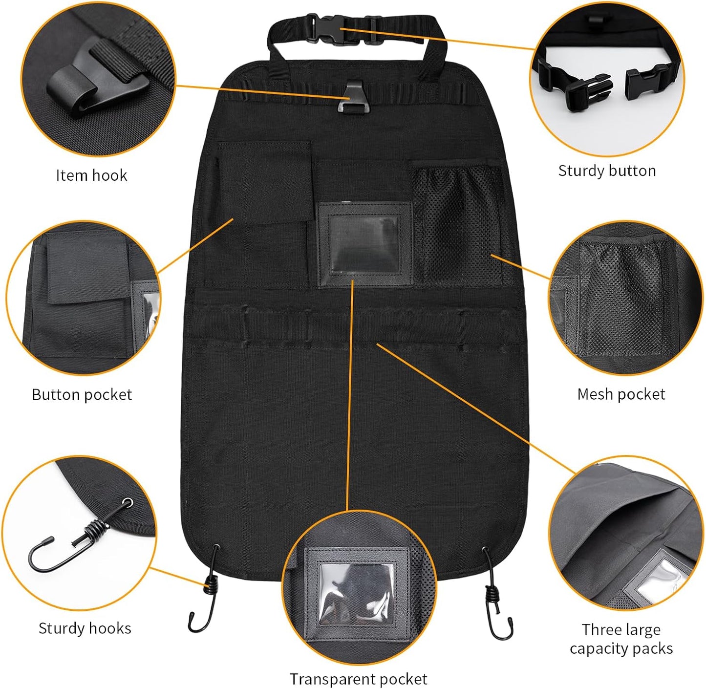 Back Seat Car Organizer with Car Storage Bags, Universal Car Organizers and Storage Truck Organizer(Black)