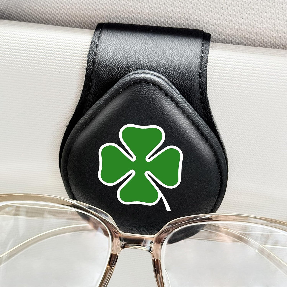 American Flag - Car Sunglass Holder, Magnetic Leather Eyeglass Hanger Mount Clip Holder for Car Visor Accessories