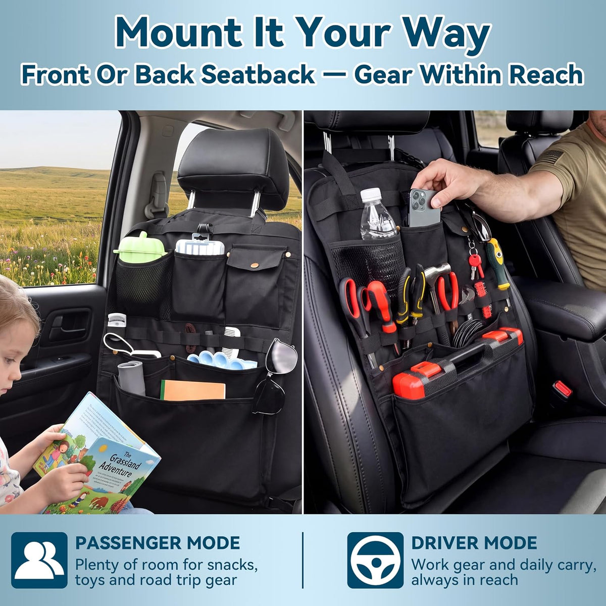 Backseat Car Organizer, Durable Oxford Fabric for Trucks