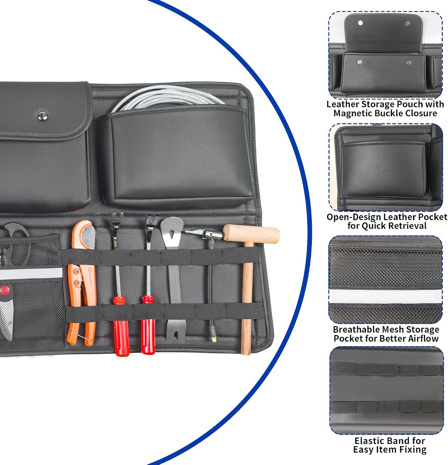 Back Seat Trunk Organizer Backseat Hanging Cargo Storage for Cars, SUVs, Trucks, Jeeps, Vans, RVs & MPVs, Large Capacity Car Accessories Interior
