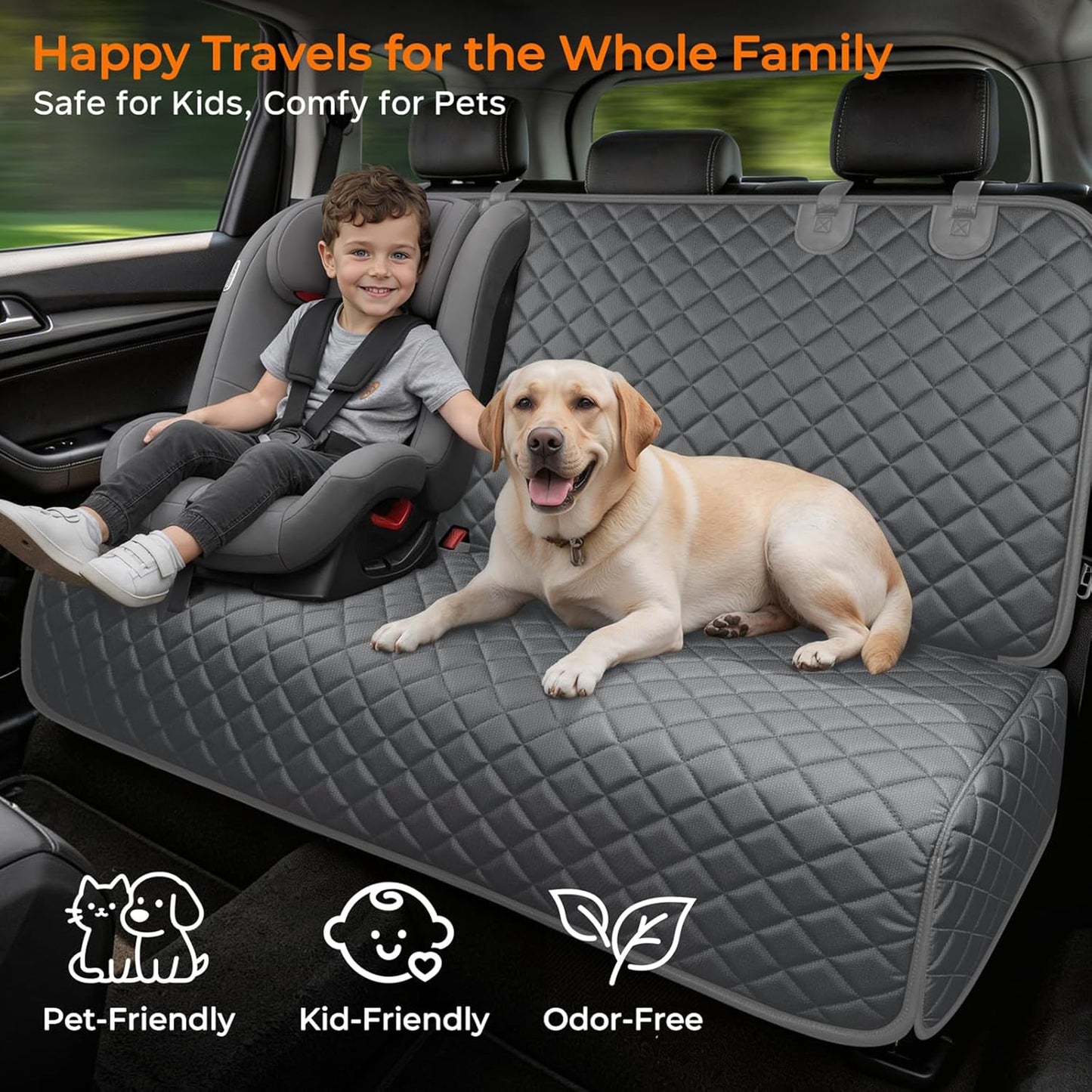 URPOWER Dog Car Seat Cover for Back Seat - Waterproof Car Seat Protector for Child Carseat & Pets, Nonslip Car Seat Covers for Mid-Size Cars & Mid-Size SUVs