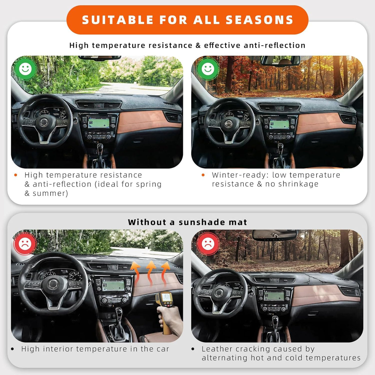 Dashboard Cover Dash Mat Fit for Fo-rd Escape 2019-2013 (Without HUD Models),Car Dash Board Mat Anti-Glare Carpet,Non-Slip Pad Sunshield Protector (Grey)
