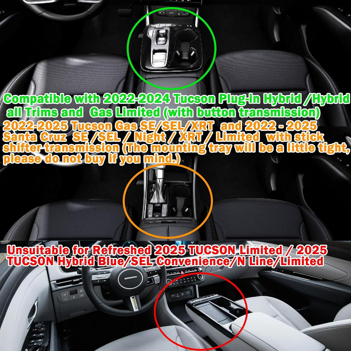 Center Console Organizer For Hyundai 2022-2024 Tucson