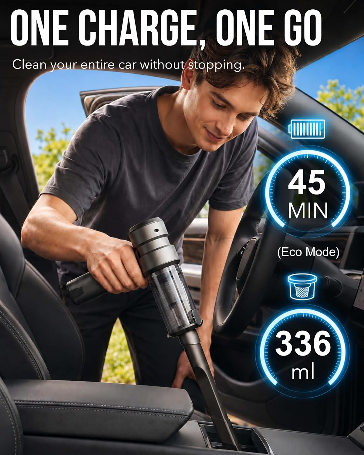 AUVEBY Car-Vacuum Portable Cordless High Power Easy Empty Mini Hand Vacuum