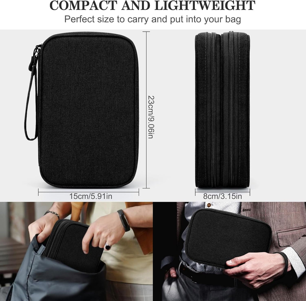 FYY Electronic Organizer, Travel Tech Pouch Bag, Large, Black