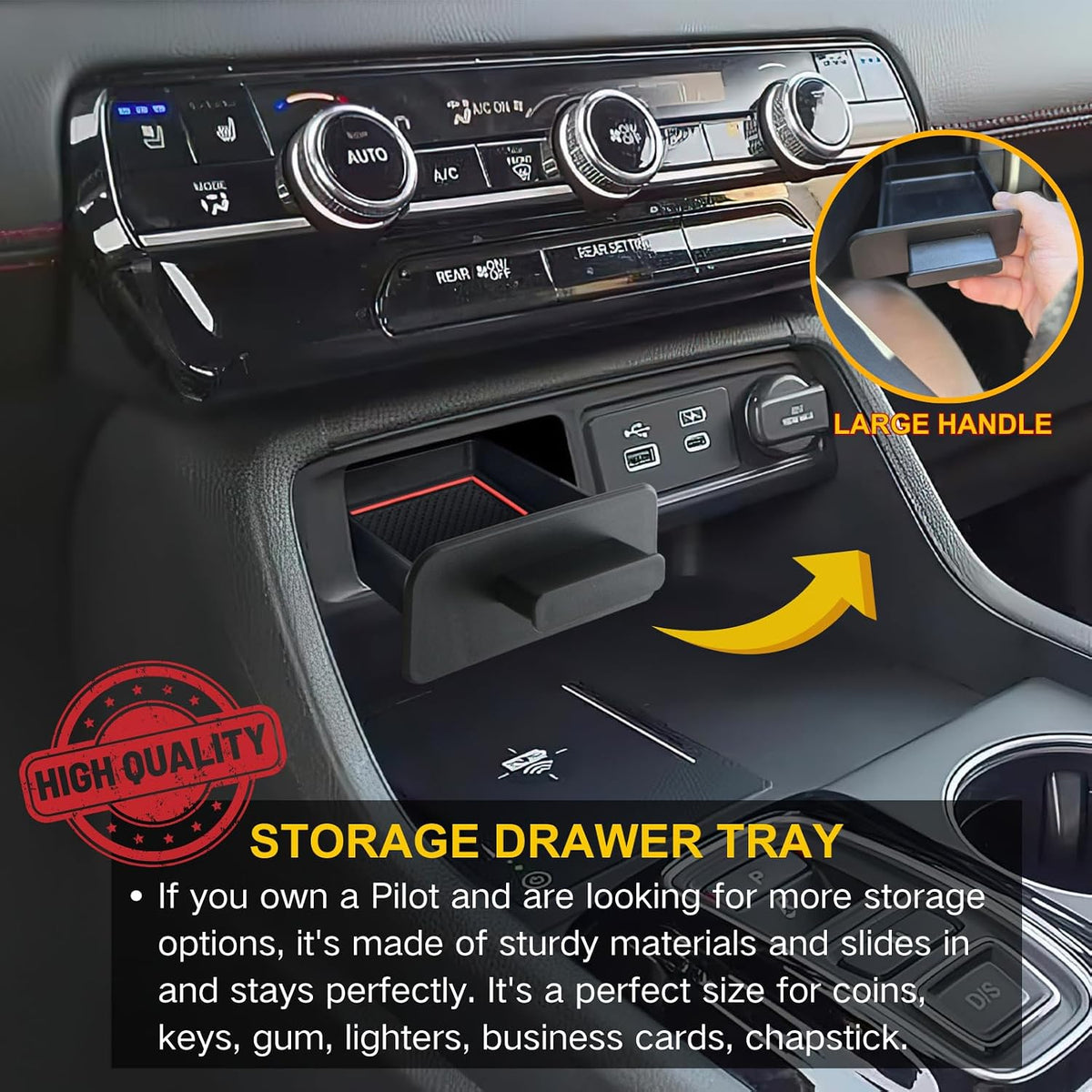 Upgrade Center Console Organizer for 2023-2025 Honda Pilot & 2026 Passport