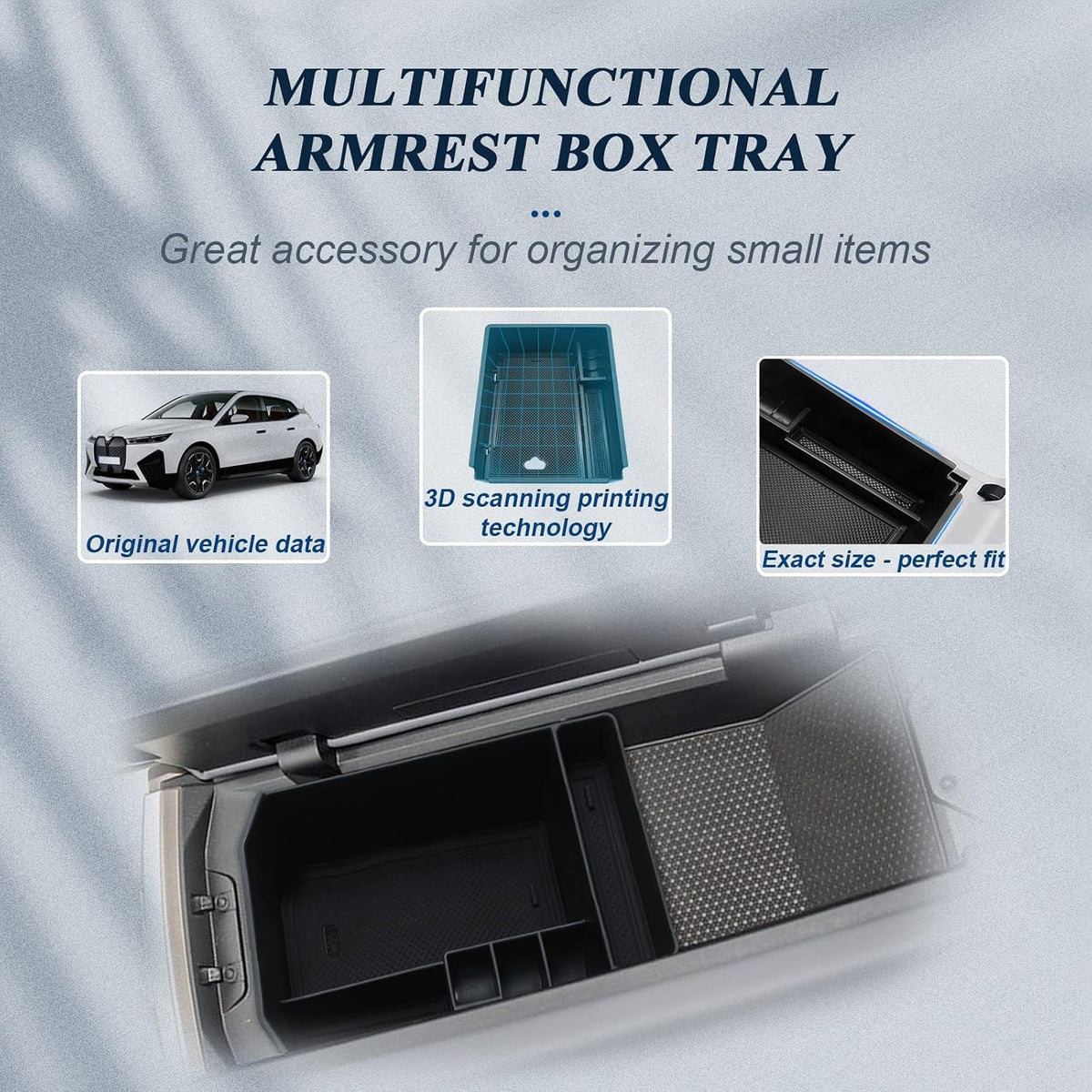 BIBIBO BMW iX Center Console Organizer - Upgraded for 2022-2024 BMW iX (I20) Insert Middle Armrest Storage Box