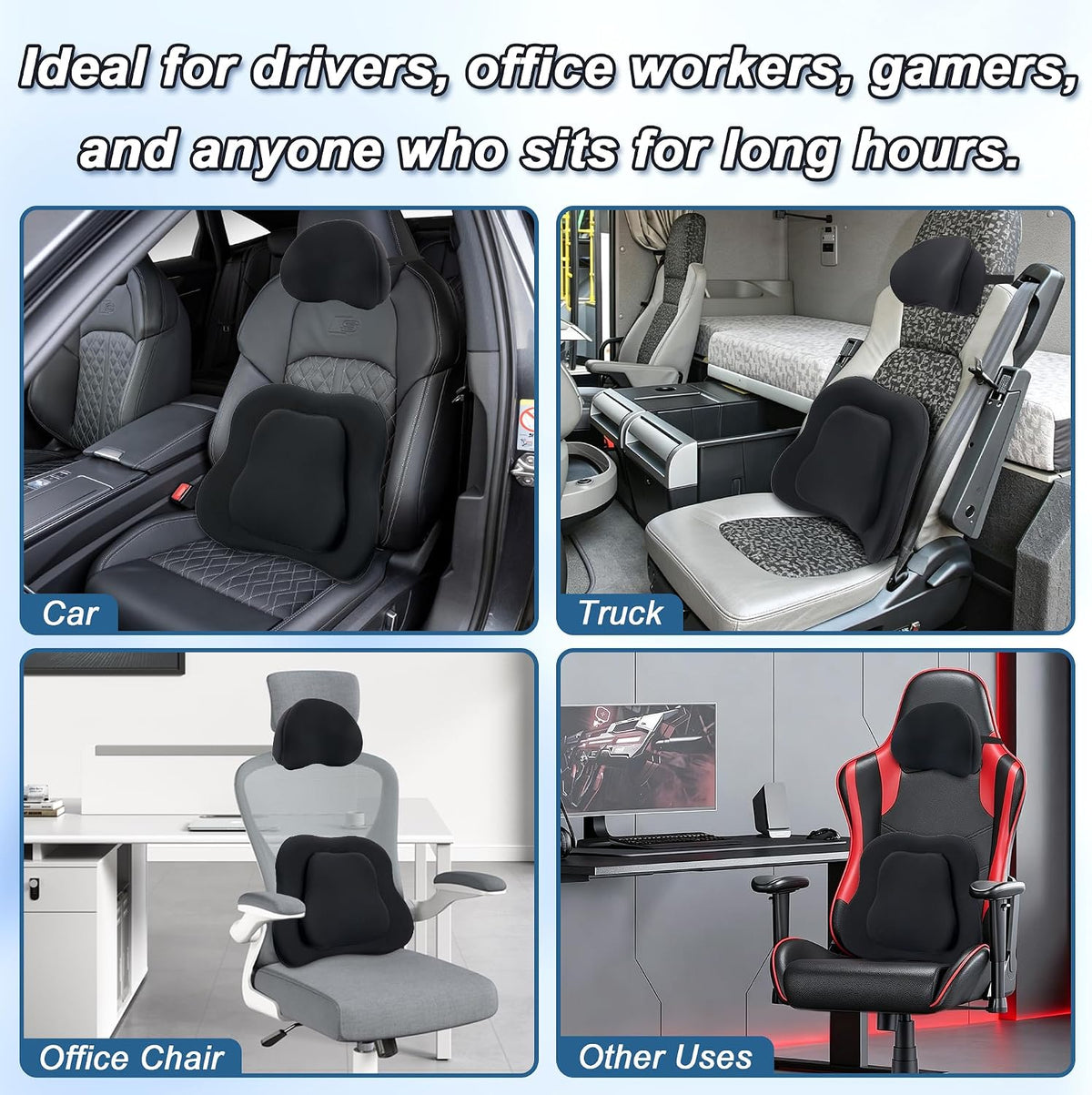 Neck Pillow Lumbar Support Pillow Set for Car,Truck,Chair