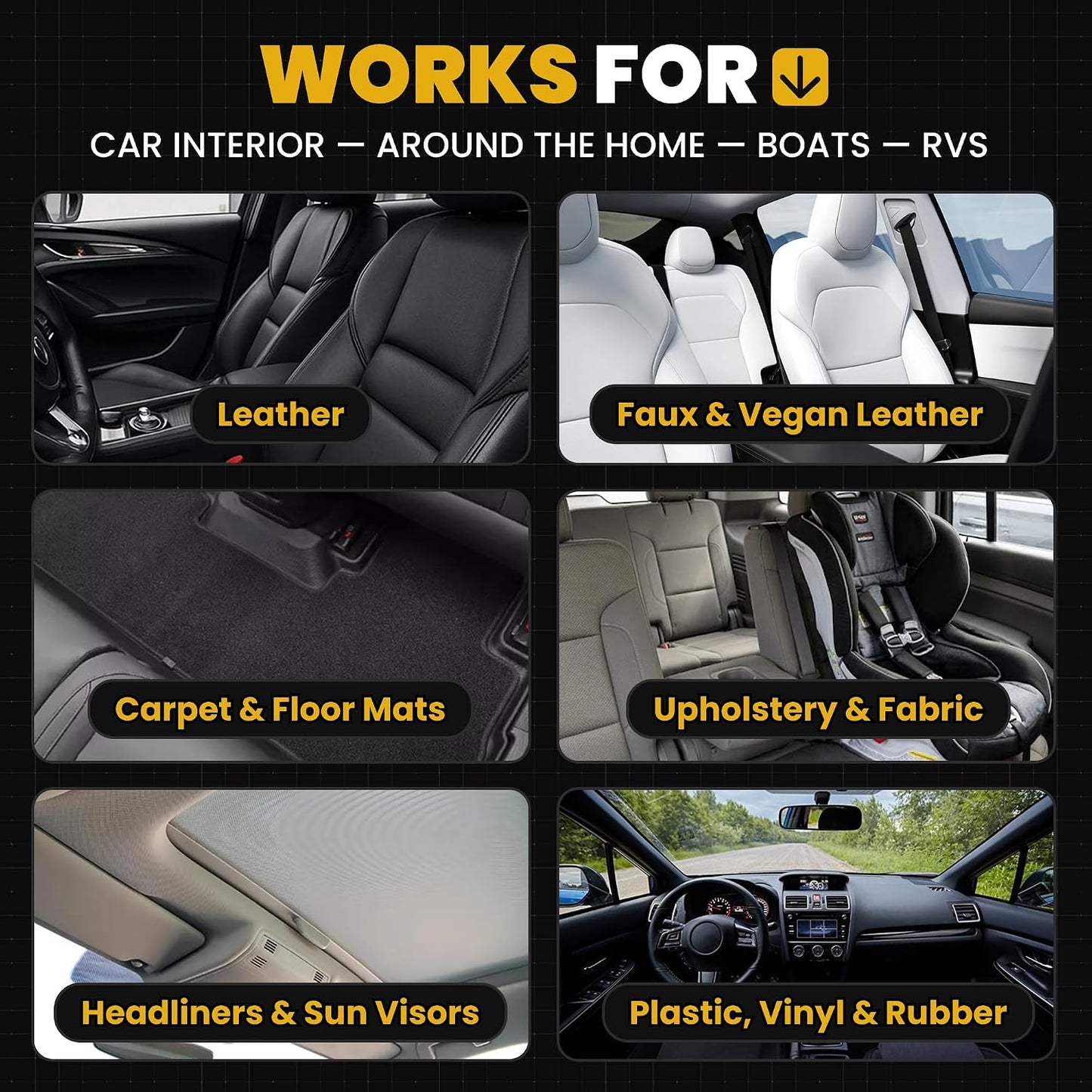 CAR GUYS Interior Car Cleaner for Tough Stains | Stain Remover for Car Seats, Carpet, Upholstery, & Leather | 18 Oz Kit with Microfiber Towel