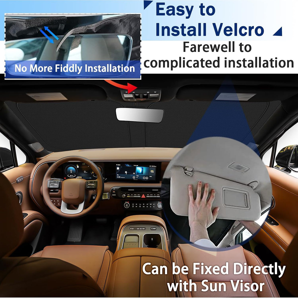 SHAOHAO for 2026 2027 Hyundai Palisade Car Windshield Sun Shade, for 2026 2027 Hyundai Palisade Accessories Foldable Front Window Sunshade Heat Reflective Interior Cool UV Ray Blocking Sun Protection