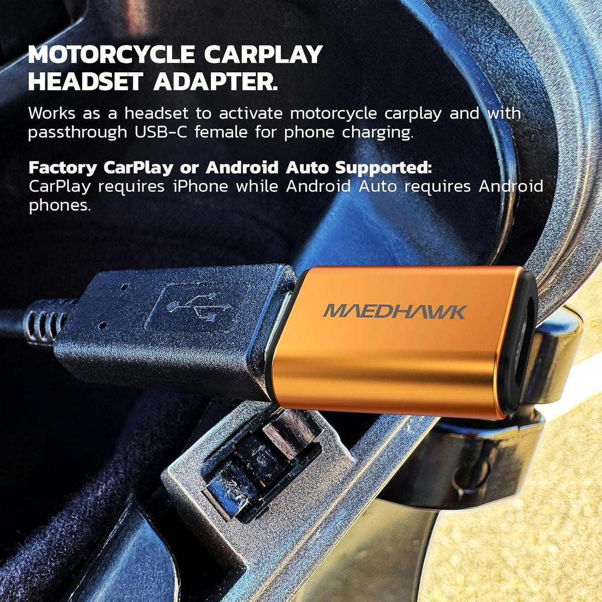 MaedHawk Bypass 3.0 Motorcycle CarPlay Bluetooth Headset Adapter