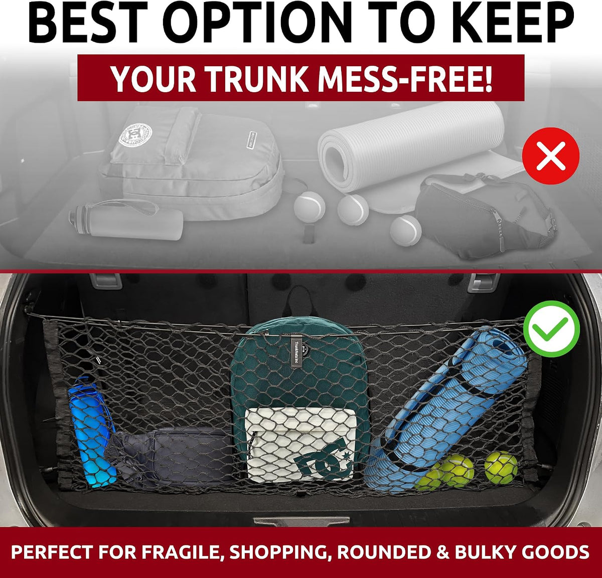 Envelope-Style Trunk Cargo Net for Toyota Highlander 2020-2026 – Premium Rear Storage Organizer | Flexible Mesh Net for SUVs & Trucks – Secure & Space-Saving Trunk Organization