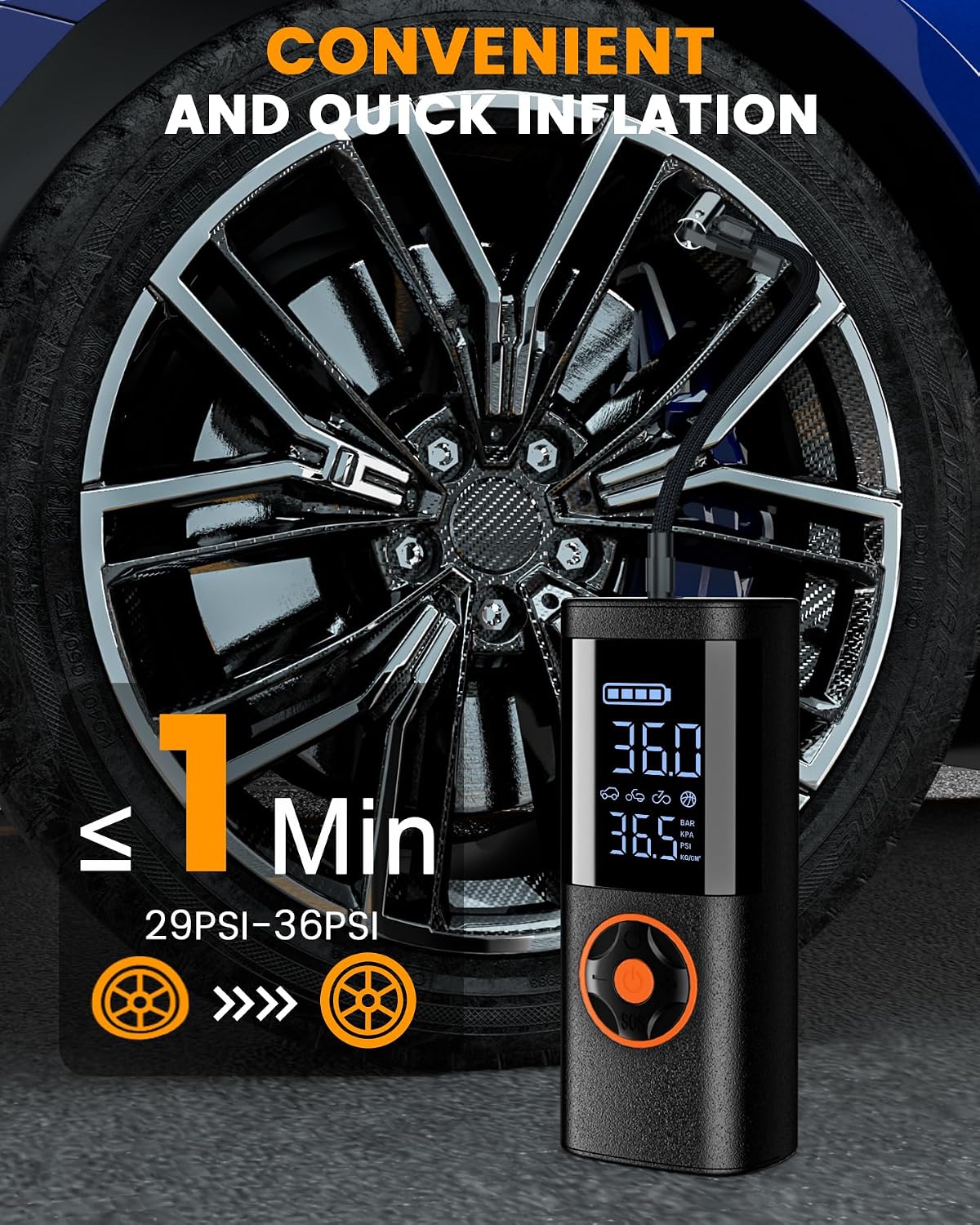 TEMOLA Jump Starter with Air Compressor 14.8V 6000mAh Car Battery Jumper Starter Portable Jump Box and 7A 150PSI Tire Inflator for Cars Trucks SUV with LED Light