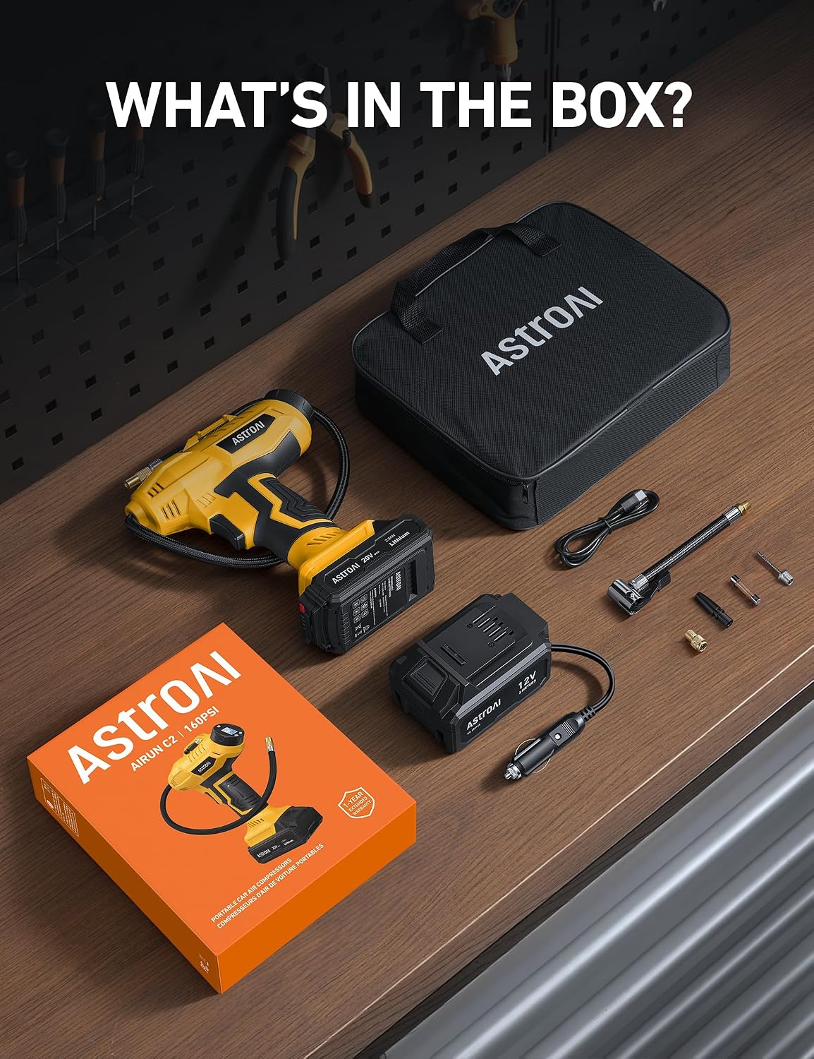 AstroAI Cordless Tire Inflator Portable Air Compressor 160PSI 12VDC Battery