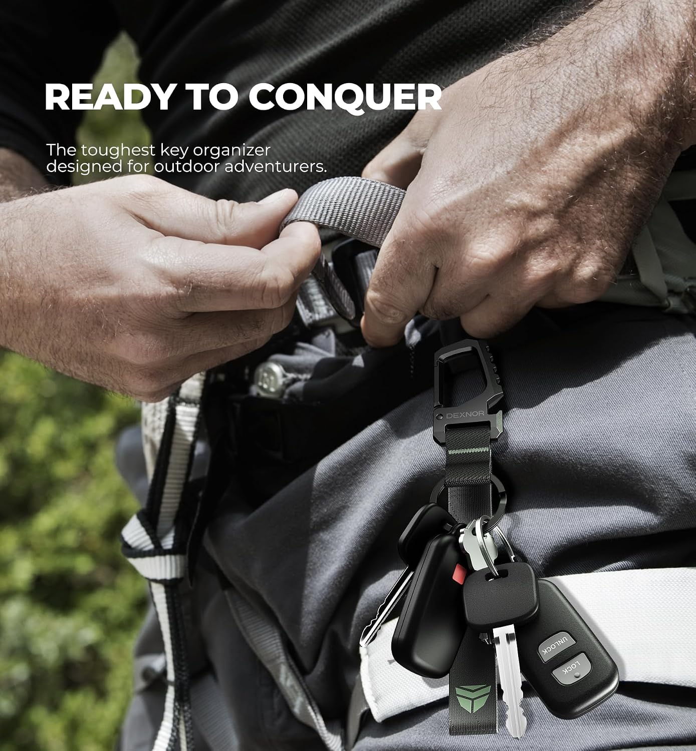Dexnor Heavy Duty Carabiner Lanyard Keychain Strap for Keys and Everyday Carry Items, Bottle Opener Carabiner Clip Key Chain Keyring with Wrist Lanyard for Car Key Fob Organizer