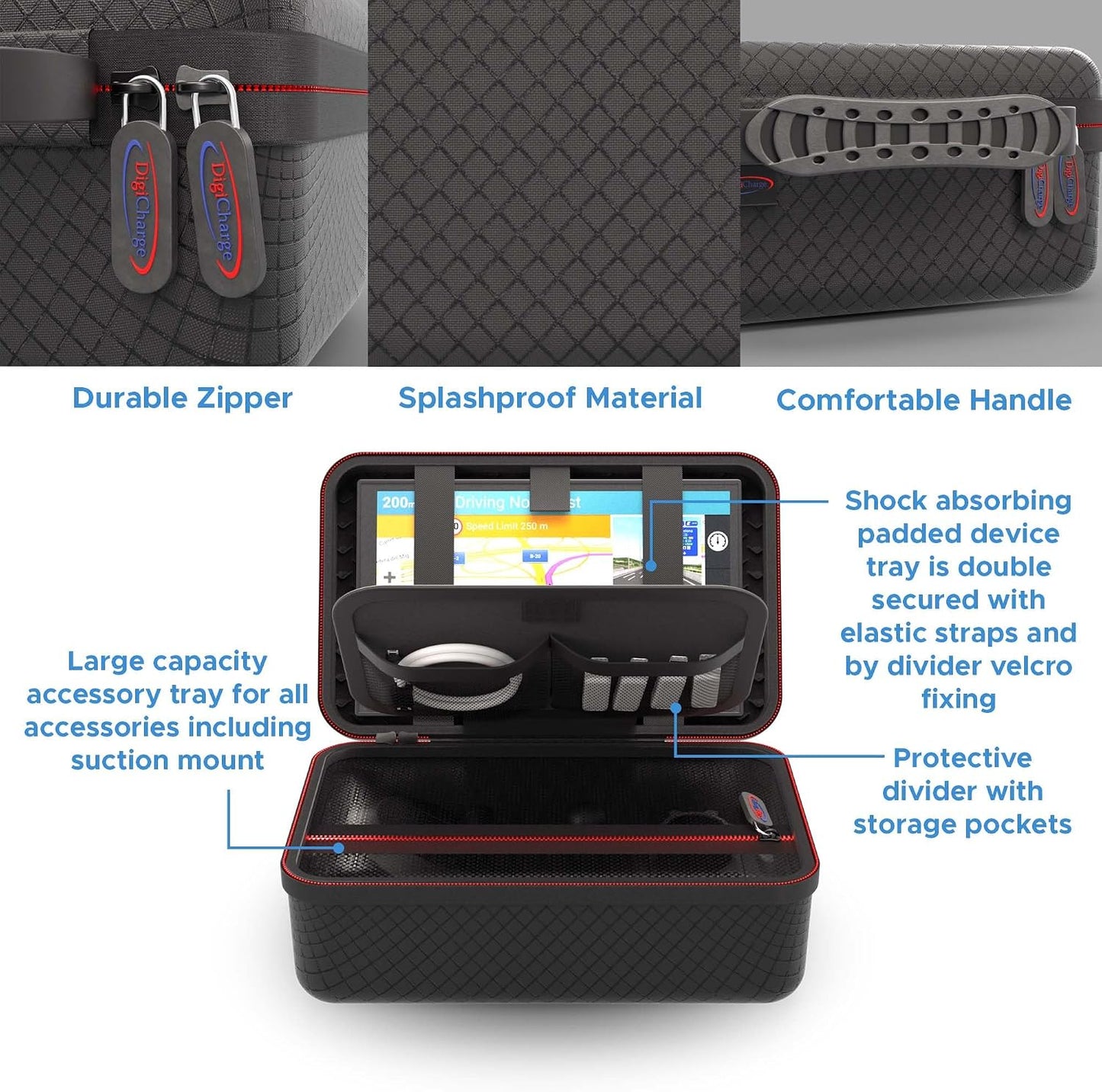 Digicharge Carrying Case for CarPlay and Android 7 Inch Car Screen | Compatible with Yongeid, PASLDA, Buonaldea Infotainment System and Accessories, Touch Screen Storage Holder