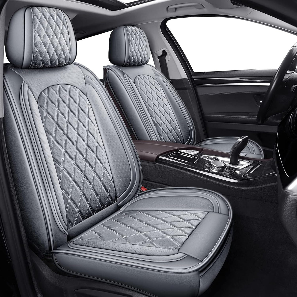 MIROZO Car Seat Covers Full Set,Leather Seat Cover for Sedan, Truck,SUV