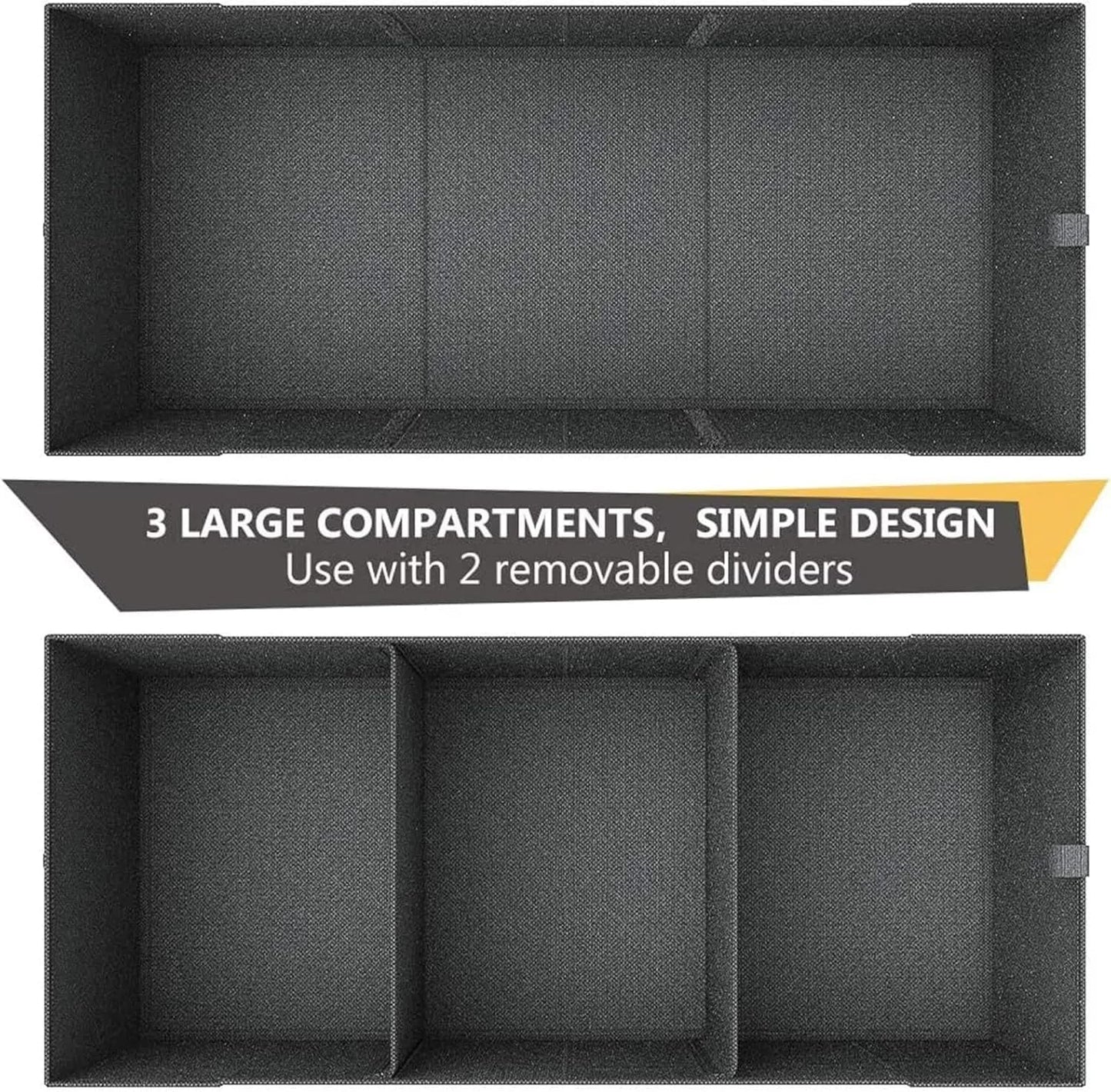 MIU COLOR Trunk Organizer for Car, 12 Pockets Sturdy Car Organizer for SUV, Non-Slip Bottom, Folded Trunk Storage Organizer for Sedans, Van, Jeep, Grocery, Large 3 Compartments, Dark Gray 32"×13"×10"
