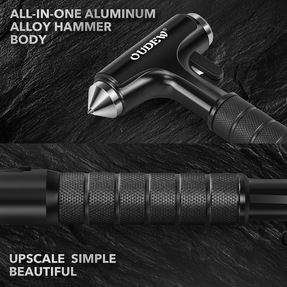 Car safety hammer, Glass Breaker with Lighting Function, Black, 1pcs