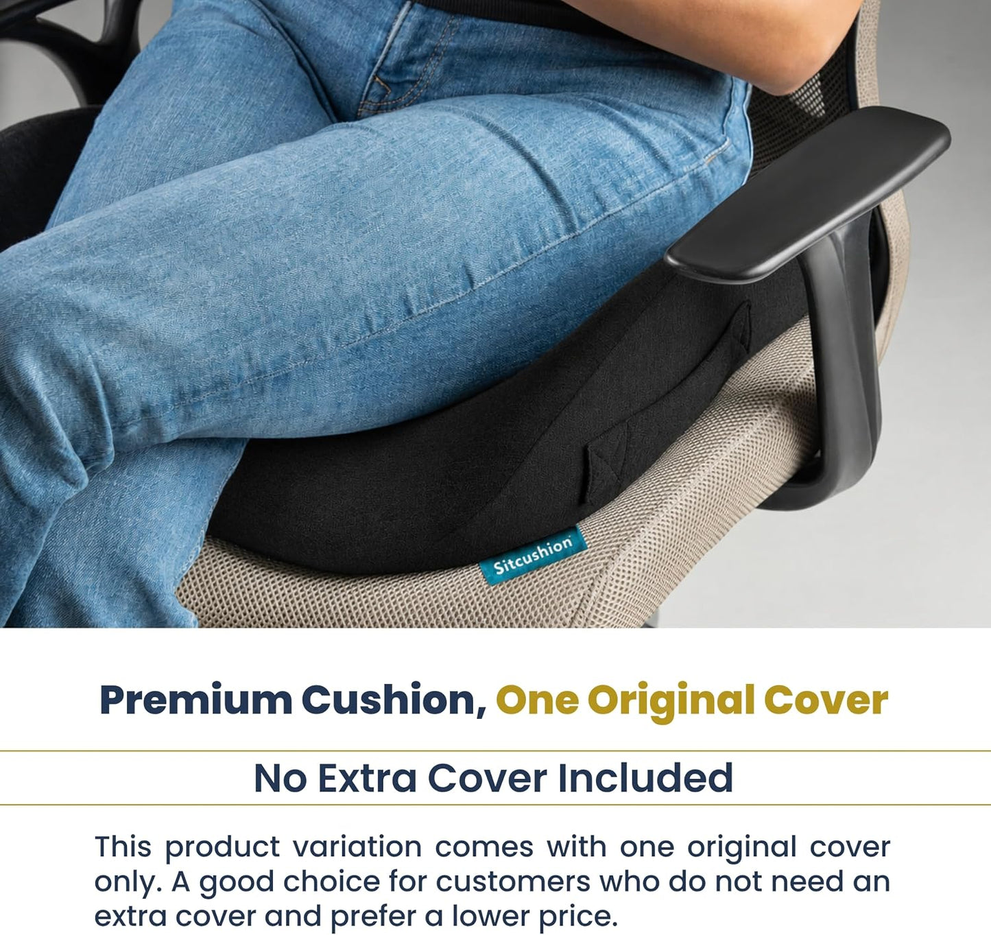 SitCushion Ergonomic Seat Cushion for Sciatica & Tailbone Pain Relief – Extra Large Memory Foam Office Chair Cushion for Long Sitting, Orthopedic Coccyx Cushion for Desk Chair, Car & Wheelchair(Black)