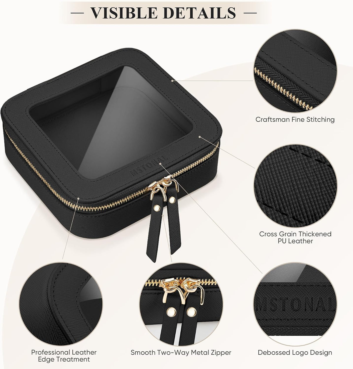 Small Clear Makeup Bag for Purse, Travel Cosmetic Case, Black, Mini