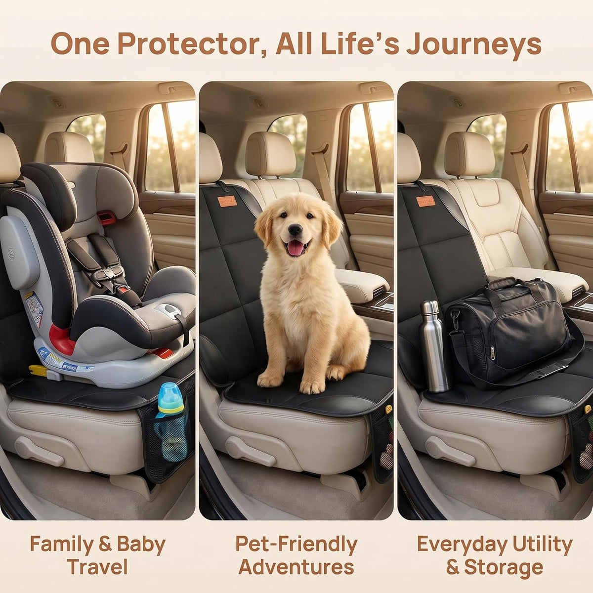 SMART ELF Car Seat Protector, Thickest Padding and Non-Slip Backing 2Pack