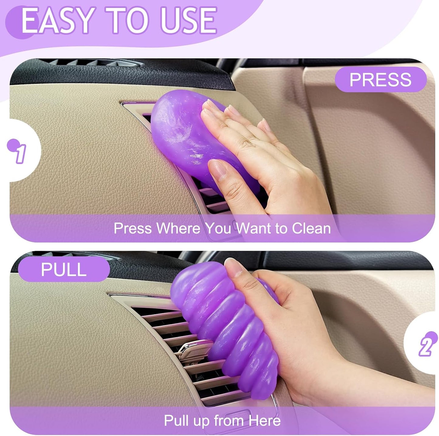 TeSabMi Car Cleaning Gel for Car Cleaning Putty Car Putty Car Interior Cleaner Auto Detail Tools Car Cleaning Slime Car Accessories White Elephant Gifts for Men Women Adults Stocking Stuffers 2 Pack