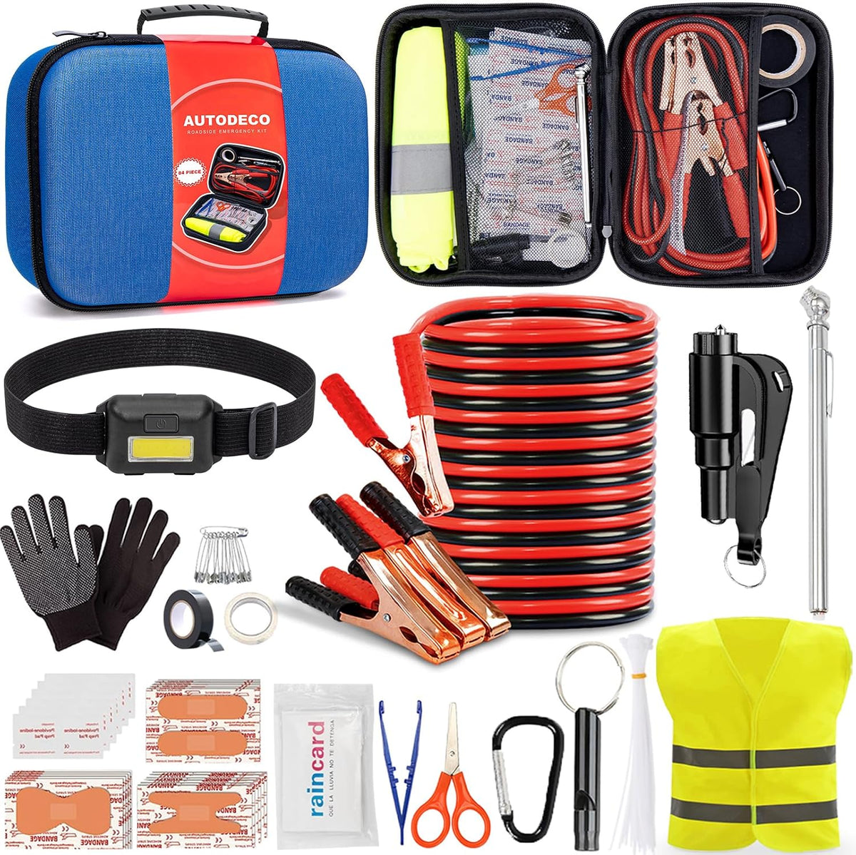 Car Roadside Emergency Kit, Car Safety Kit for Men Portable Car Kits for Emergency, Pink
