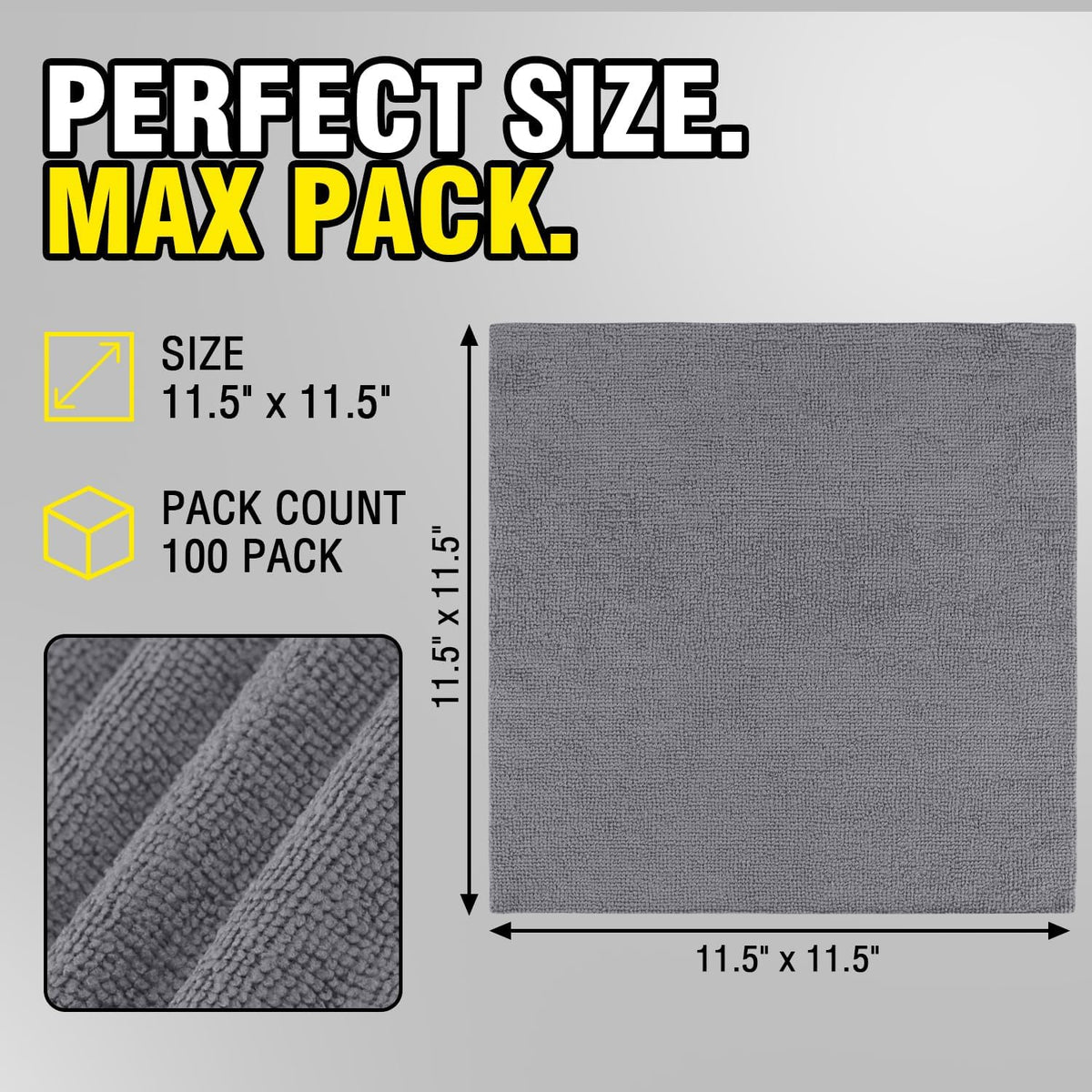 Shop Towels, 100 Pack 11.5"x 11.5" Microfiber Cleaning Cloth