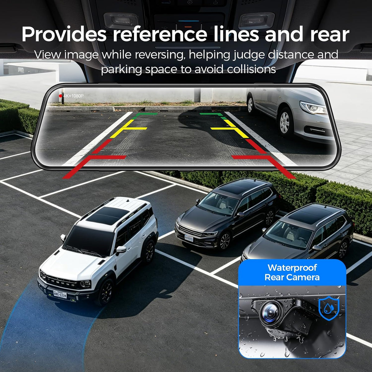 4K Mirror Dash Cam, Rear View Mirror Camera 10'', FHD Full Touch Screen