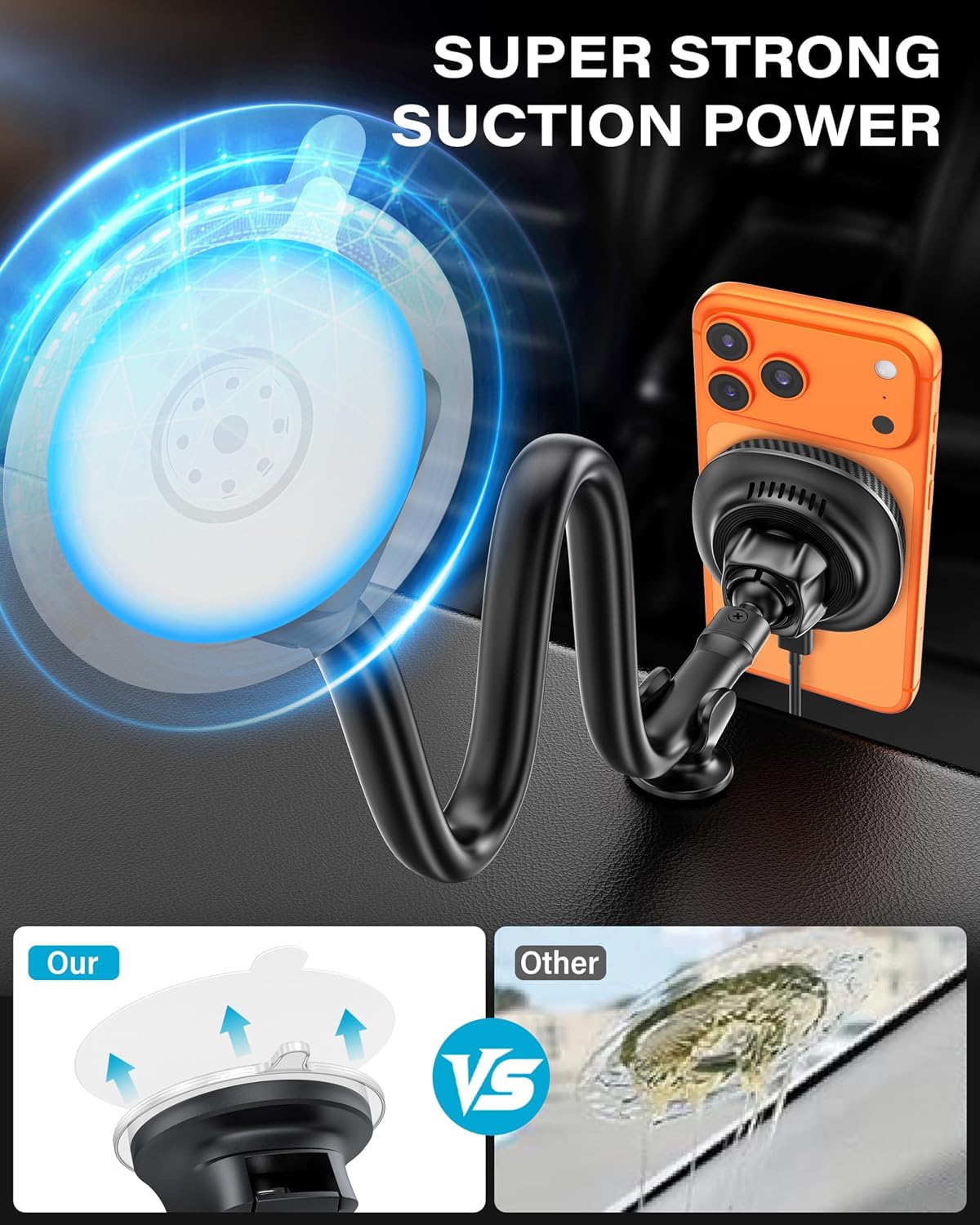 1Zero for Magsafe Car Mount Charger, 15W Fast Charging for Windshield